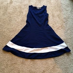 COLORBLOCK FIT AND FLARE COTTON DRESS